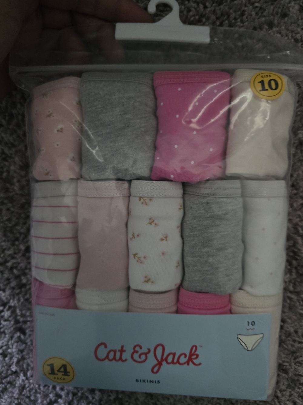 Cat & Jack Girls' Bikini Briefs Pack - Pink, Gray, Cream, White